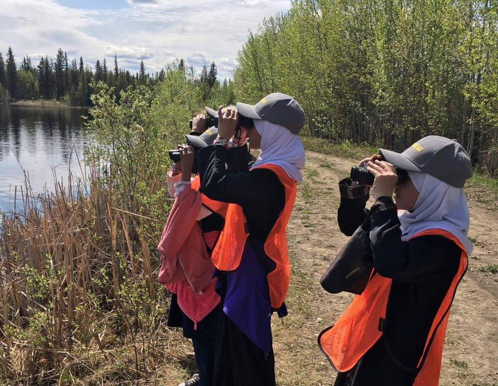 Enthusiastic young students explore a local wetland with DUC.