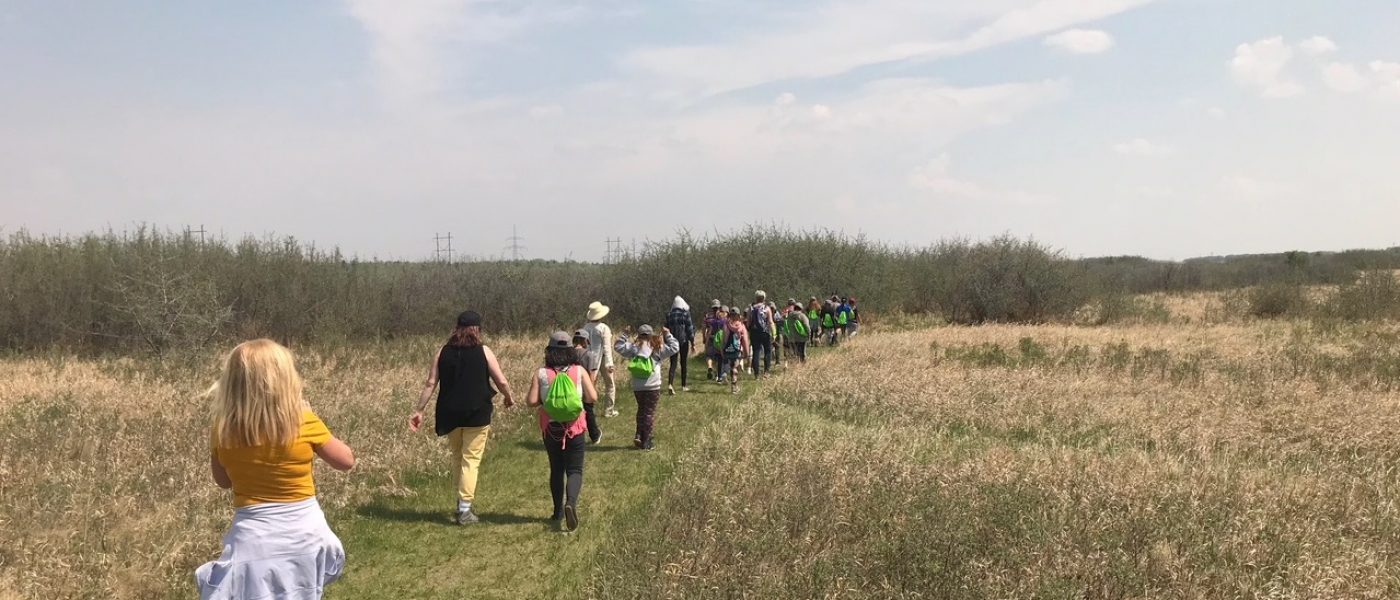 Students from St. Mary’s School in Saskatoon, Sask., head out to explore Chappell Marsh as part of their Finning-sponsored field trip.